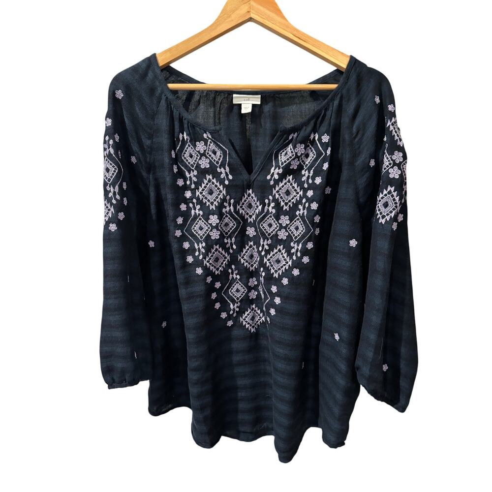 J. Jill Embroidered Design Stripes Large